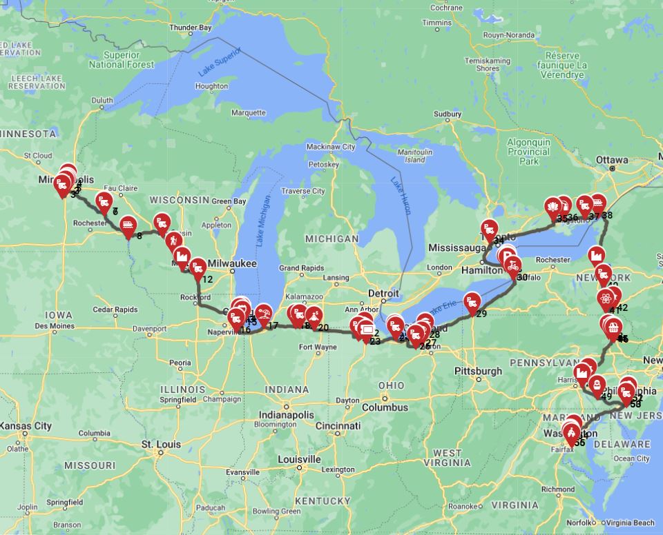 a motorhome trip from Minneapolis to Washington DC
